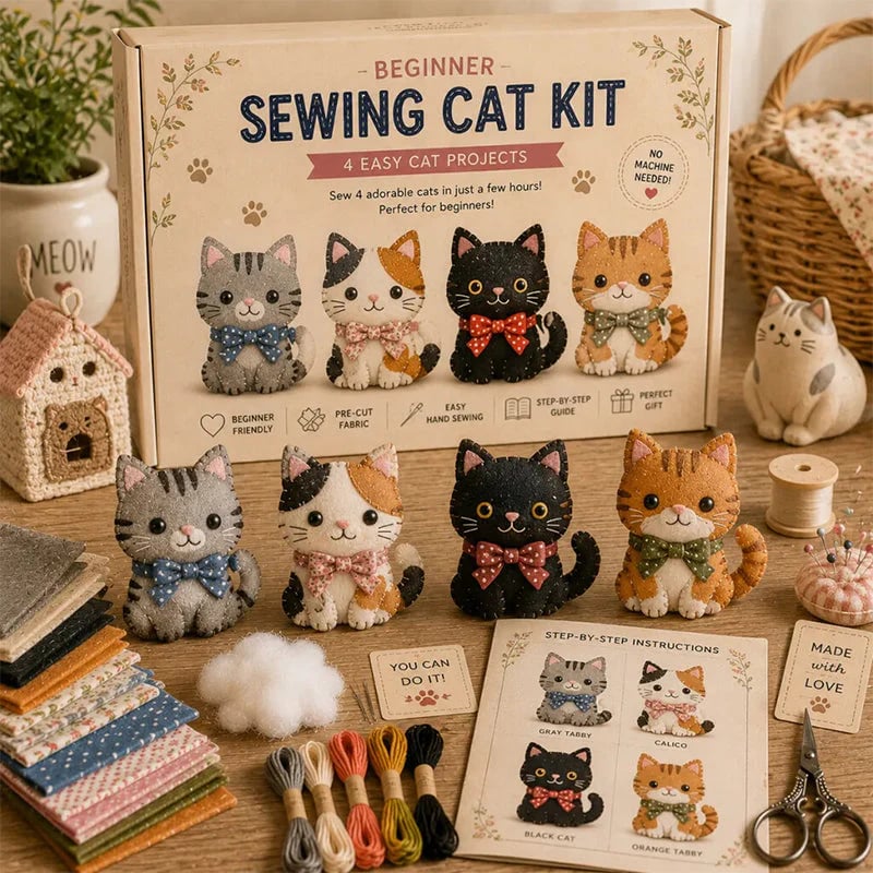 🧶Beginner-Friendly🐦DIY Fabric Animal Craft Kit – Creative Handmade Art (No scissors included)