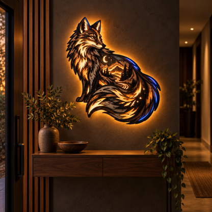 Fox Totem Layered Ambient Wall Light | Handcrafted-Style Wall Decor