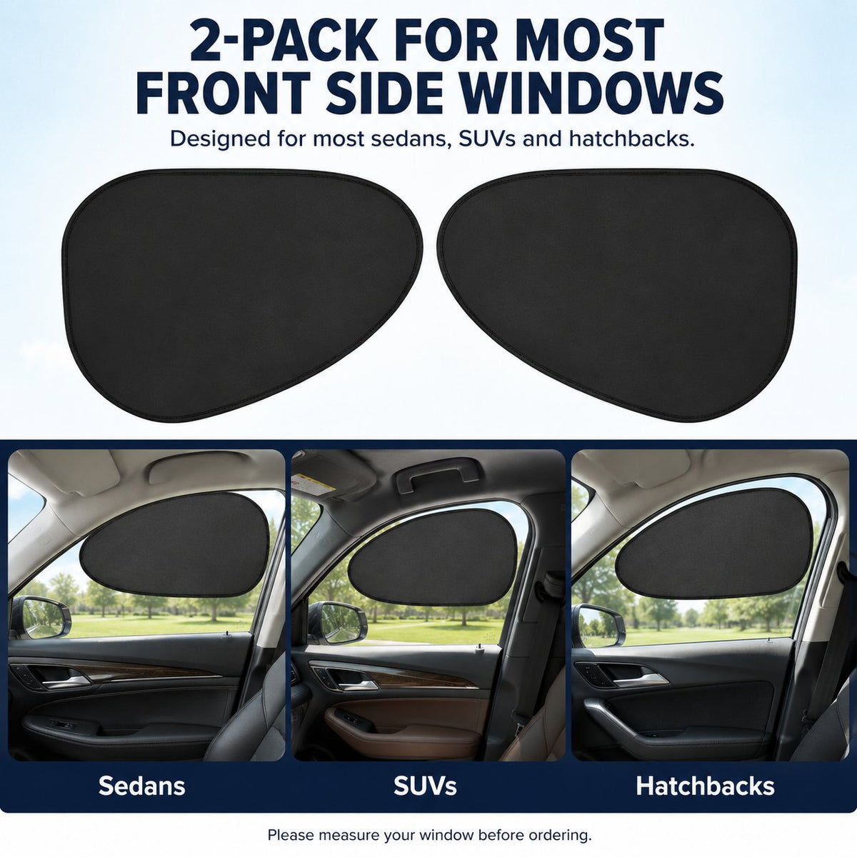 2/4-Pack Car Window Sun Shades - Static Cling UV Blocker & Glare Protector, Foldable Auto Accessories for Sedans & SUVs