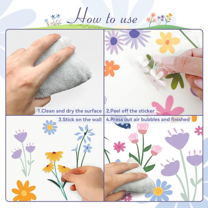 🔥Last 4 hours Sale: Save 50% -🌸Enchanting Spring Wildflower Wall Decals - 8 Sheets of 102 Stickers
