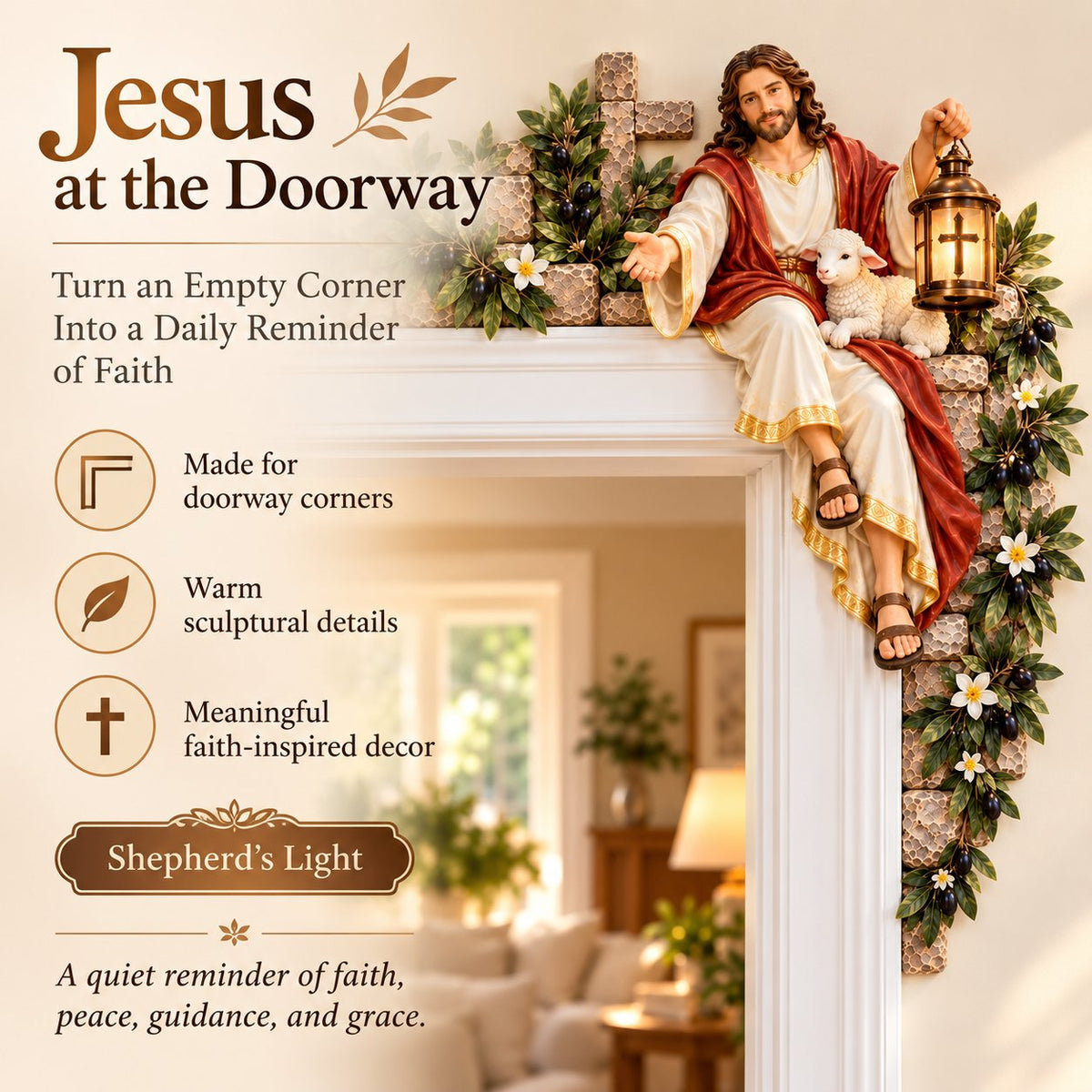 ✝️✨Jesus at the Doorway – Faith-Inspired Corner Decor Collection