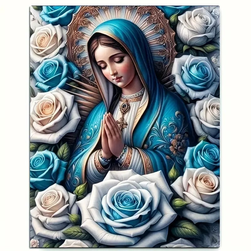 ✨🕊️5D Virgin Mary Diamond Painting Kit 40x50cm💎Full Round Diamonds | 🎨High-Definition Canvas | No Skill Needed