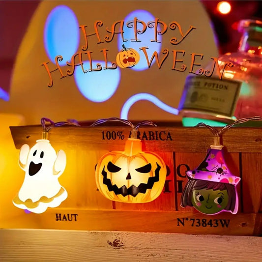 USB Halloween String Lights Pumpkin Witch Ghost for Indoor Outdoor Party Decor
