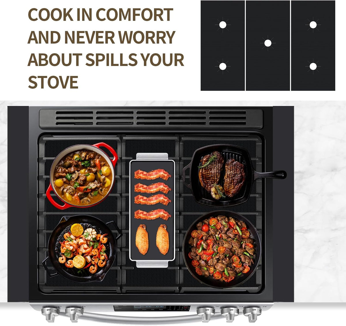 🧽4-Piece Reusable Non-Stick Gas Stove Burner Covers – Heat-Resistant & Washable