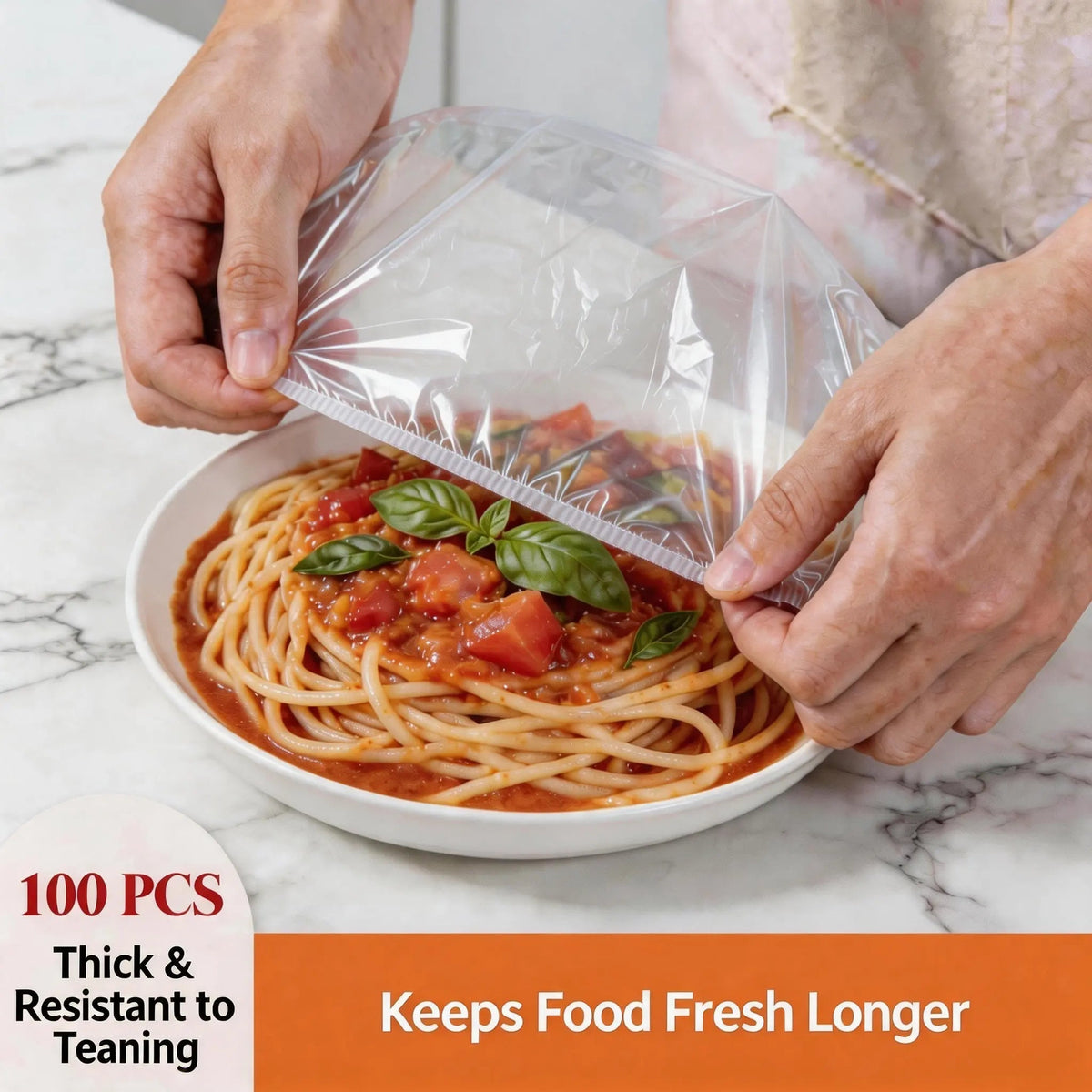🔥100PCS Plastic Bowl Covers – Elastic Reusable Food Wrap