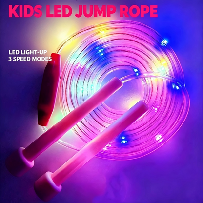 LED Light Up Jump Rope for Kids, Adjustable PVC Skipping Rope with 3 Light Modes