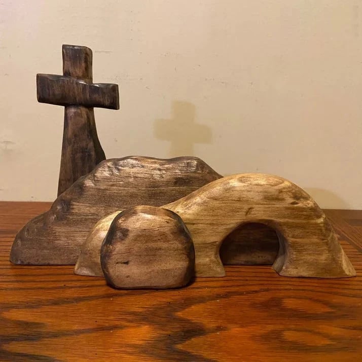 ✝️Handcrafted Wooden Cross & Empty Tomb Decoration ✨Daily Reminder of Resurrection Hope
