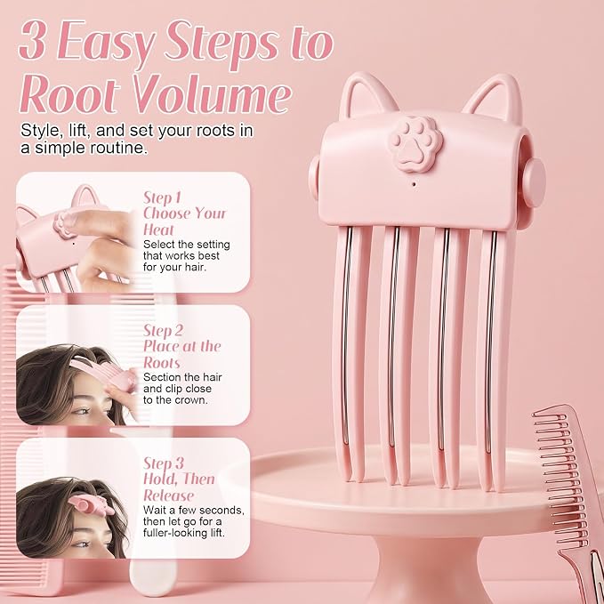 📢50% OFF !! ⏰Wireless Heated Volumizing Root Lift Clip - Salon Crown Volume Styling Tool for Fine Flat Hair