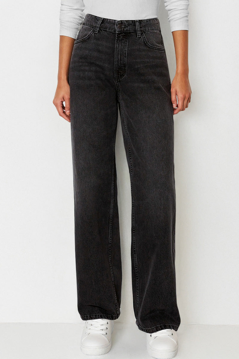 Women's Minimalist High Waist Denim Stretch Wide Leg Jeans