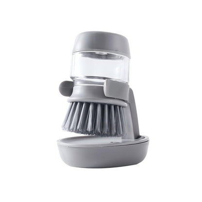 Long Handle Automatic Soap Dispensing Dish Brush with Sponge and Steel Wool Dual Sided for Kitchen