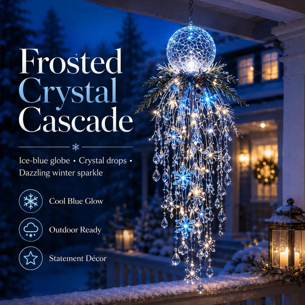 ✨ Limited-Time 45% OFF | Crystal Cascade Christmas Hanging Light – Magical Porch Glow
