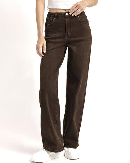 Women's Minimalist High Waist Denim Stretch Wide Leg Jeans