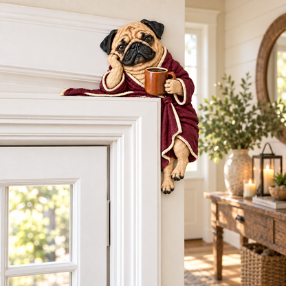 🐶Cozy Coffee Pug Door Corner Topper