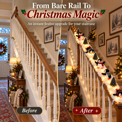 🔥Hot Sale 40% OFF🔥Playful Penguin Snowy Stair Railing Decor