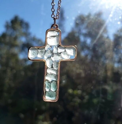Sea Glass Cross Necklace