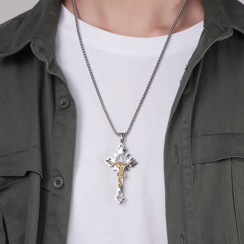 🔥Last 4 hours Sale: Save $30 -✨ST.Benedict Protection Cross Power Pendant Necklace