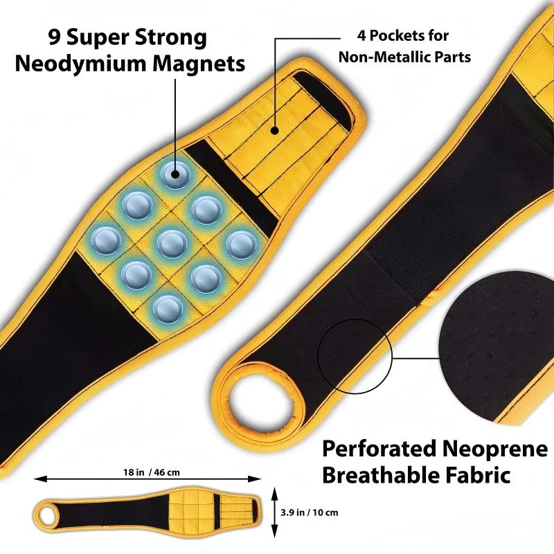 Magnetic Tool Storage Wrist Band with Thumb Wrap Strong Adsorption for Metal Parts