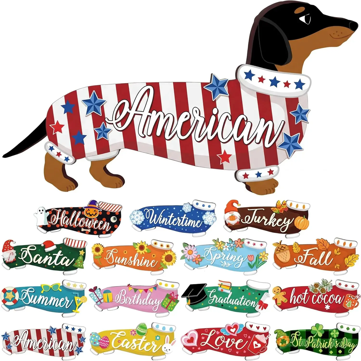 Pet Sign Gift Halloween Decor Cat Ornaments Wooden Sign Cat Desk Decor Interchangeable Pet Decor with Magnet Detachable Hats for Summer Halloween Autumn Holiday Seasonal Birthday Party, Gift for Pet Owning Families and Cat Lovers