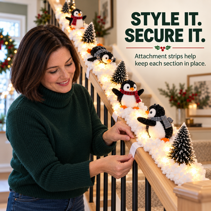 🔥Hot Sale 40% OFF🔥Playful Penguin Snowy Stair Railing Decor