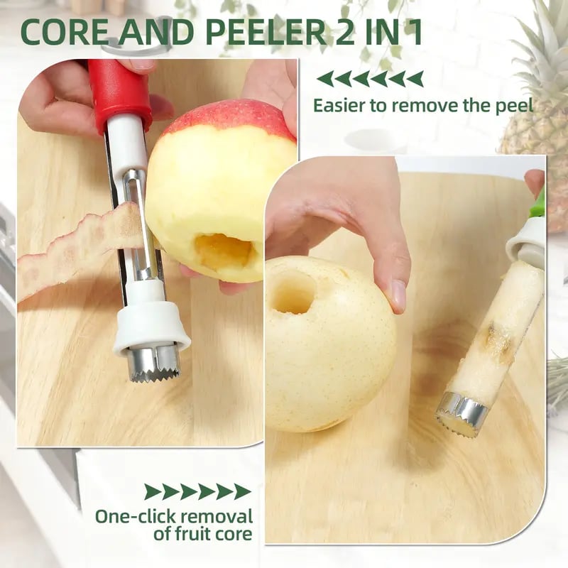 🥳2026 HOT SALE🥳💞50K+ SOLD!🔪🛒! The 2-in-1 Kitchen Hero: Core & Peel with a Twist. Stainless Steel Fruit Tool! 🍎⏱️