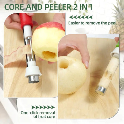 🥳2026 HOT SALE🥳💞50K+ SOLD!🔪🛒! The 2-in-1 Kitchen Hero: Core & Peel with a Twist. Stainless Steel Fruit Tool! 🍎⏱️