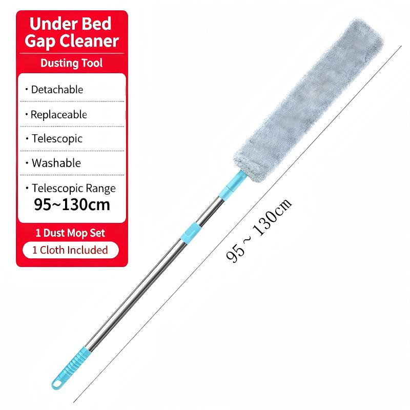 Extendable Under Bed Duster with Long Handle for Dust and Hair Removal Cleaning Tool
