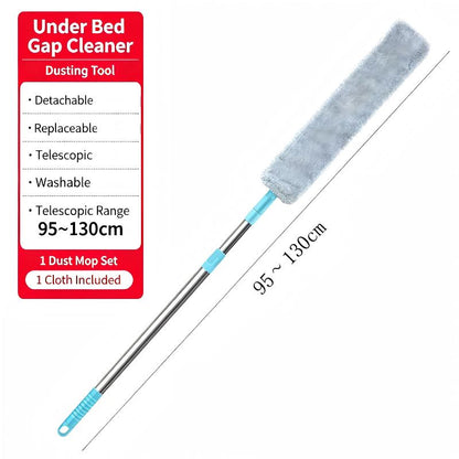 Extendable Under Bed Duster with Long Handle for Dust and Hair Removal Cleaning Tool