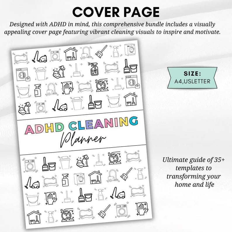 🔥LAST DAY 50% OFF📚ADHD cleaning planner bundle