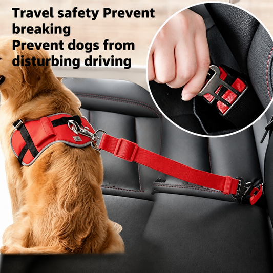 Elastic Anti-Shock Dog Car Seat Belt, Adjustable Reflective Pet Vehicle Safety Leash, Anti-Pull Dog Travel Seatbelt for All Breeds Dogs