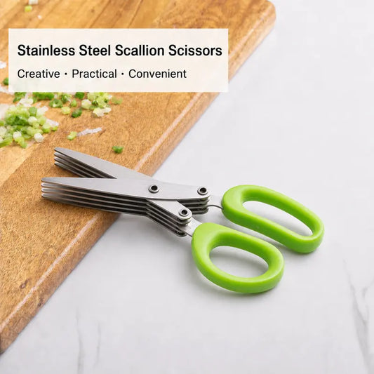 🎁Stainless Steel 5 Blades Scallion Cutter Scissors