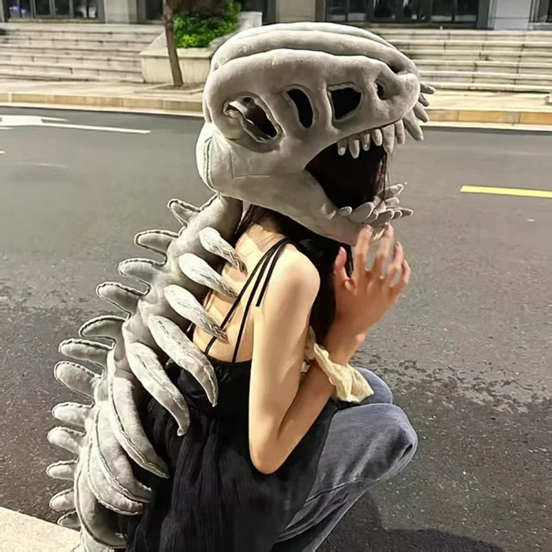 Dinosaur Skeleton Costume — Movable Jaw & Plush Tail (Ages 3-10)