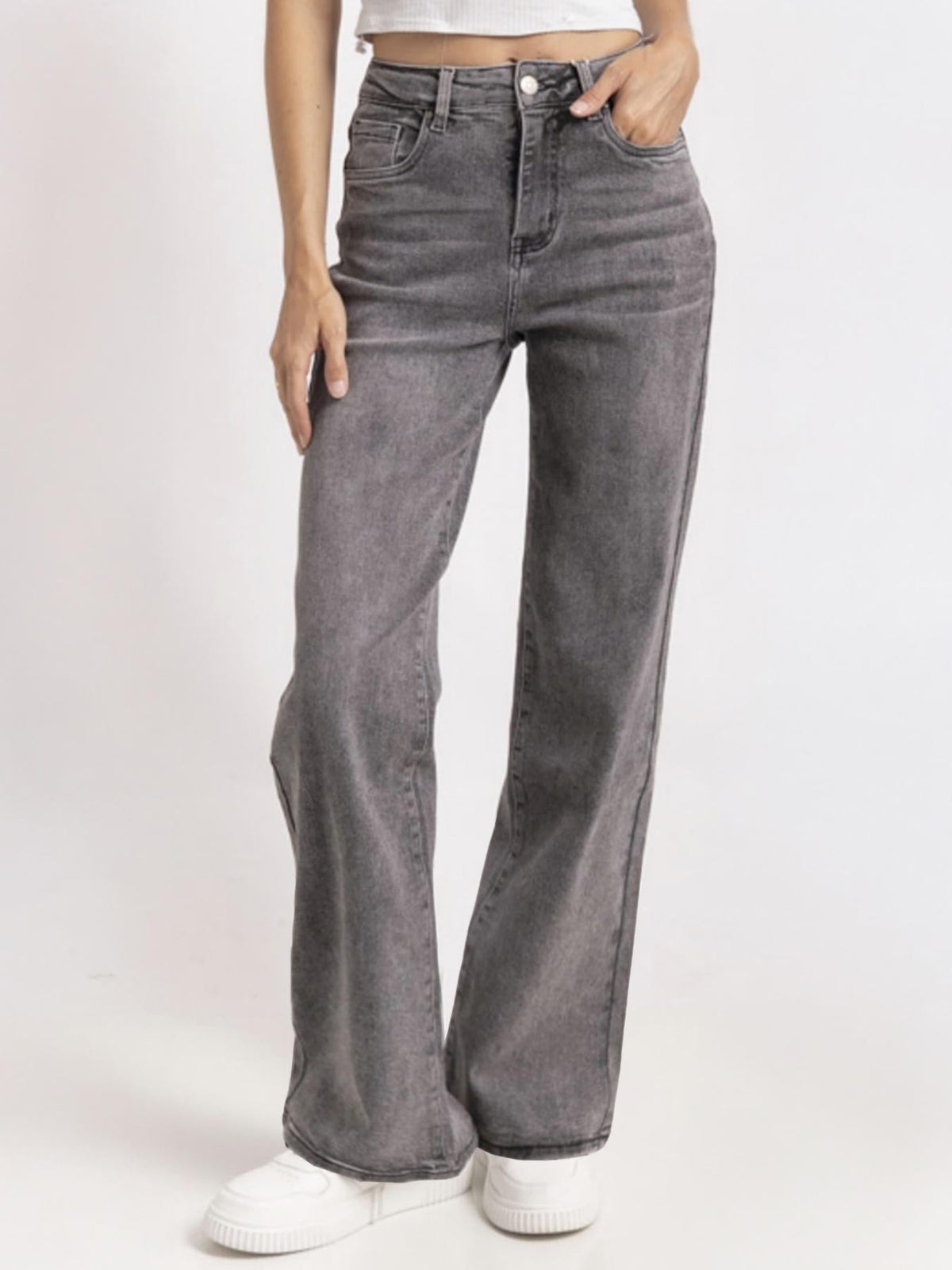 Women's Minimalist High Waist Denim Stretch Wide Leg Jeans