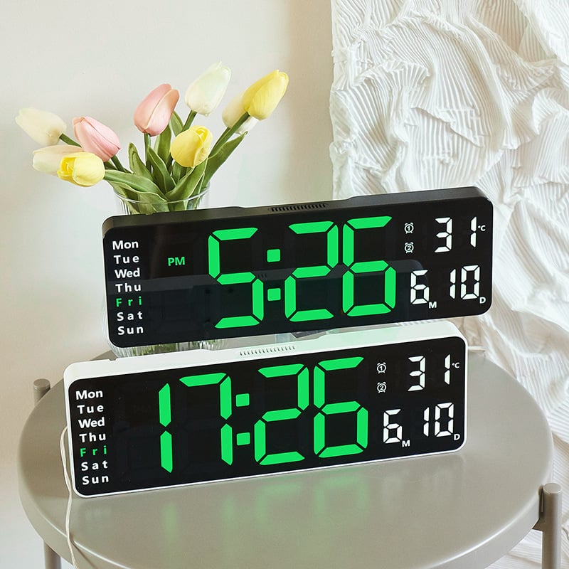 ⚡Prime Day Sale⚡13" Large Digital Clock with Temperature, Date, Auto DST, Night Light, Auto Brightness Dimmer