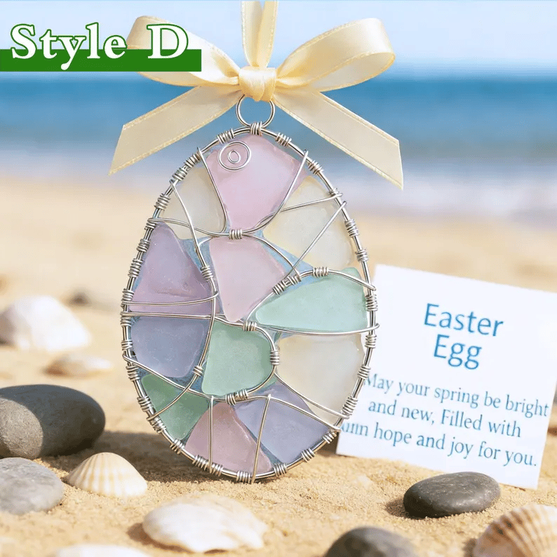 🐣🌊Easter Wire Wrapped Sea Glass Ornaments ✨Shaped by Nature & Crafted by Hand💝