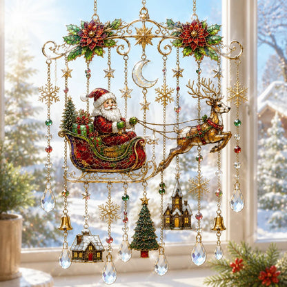 🔥 LAST DAY 49% OFF – 🎄Handmade Christmas Stained Glass Window Hanging | Tempered Stained Glass, K9 Crystal Drops & Ready-to-Hang Holiday Decor ✨