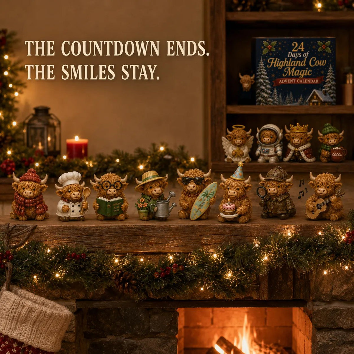 ⏳ Last Day 50% OFF – 🐮 24 Days of Highland Cow Advent Calendar | 24 Unique Highland Cow Characters with Different Outfits, Hobbies & Personalities for a Cozy Christmas Countdown 🎄