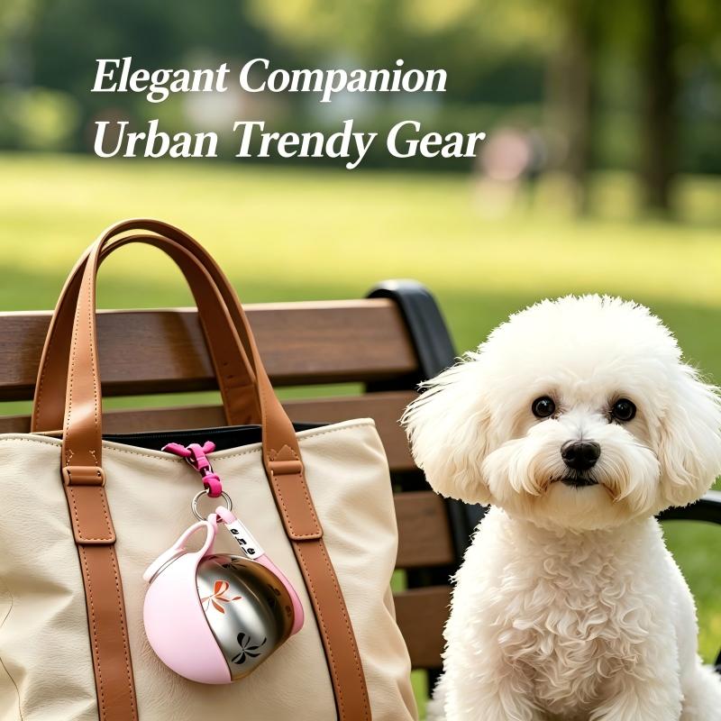 304 Stainless Steel Portable Dog Water Bottle Foldable with Hook and Spherical Nozzle