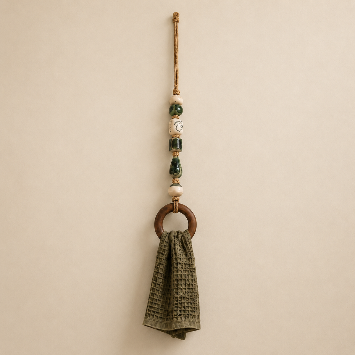 🔥LAST DAY 58% OFF-2027 Decorative Beaded Towel Hanger with Wooden Ring