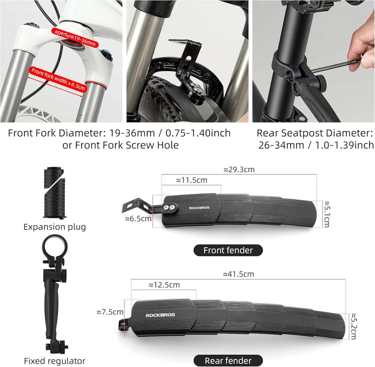 🚲 ROCKBROS Retractable Bike Mudguards