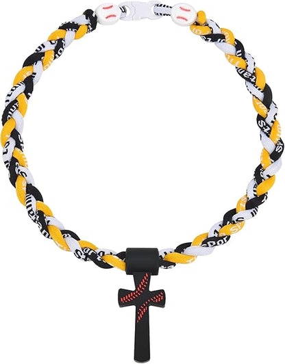 ✝️Triple-Rope Tornado Baseball Necklace – Cross Charm Pendant with "I CAN DO ALL THINGS PHL4:13"⚾