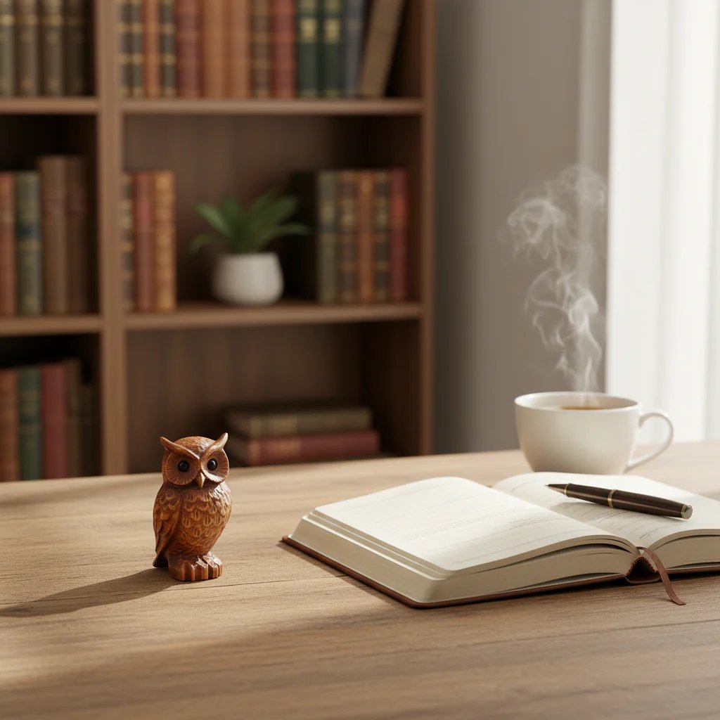 Woodland Wanderer Owl Figurine with Inspirational Card