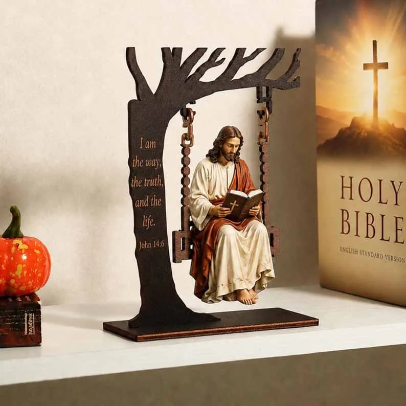 🎁 Christian Jesus Swing Table Decor
