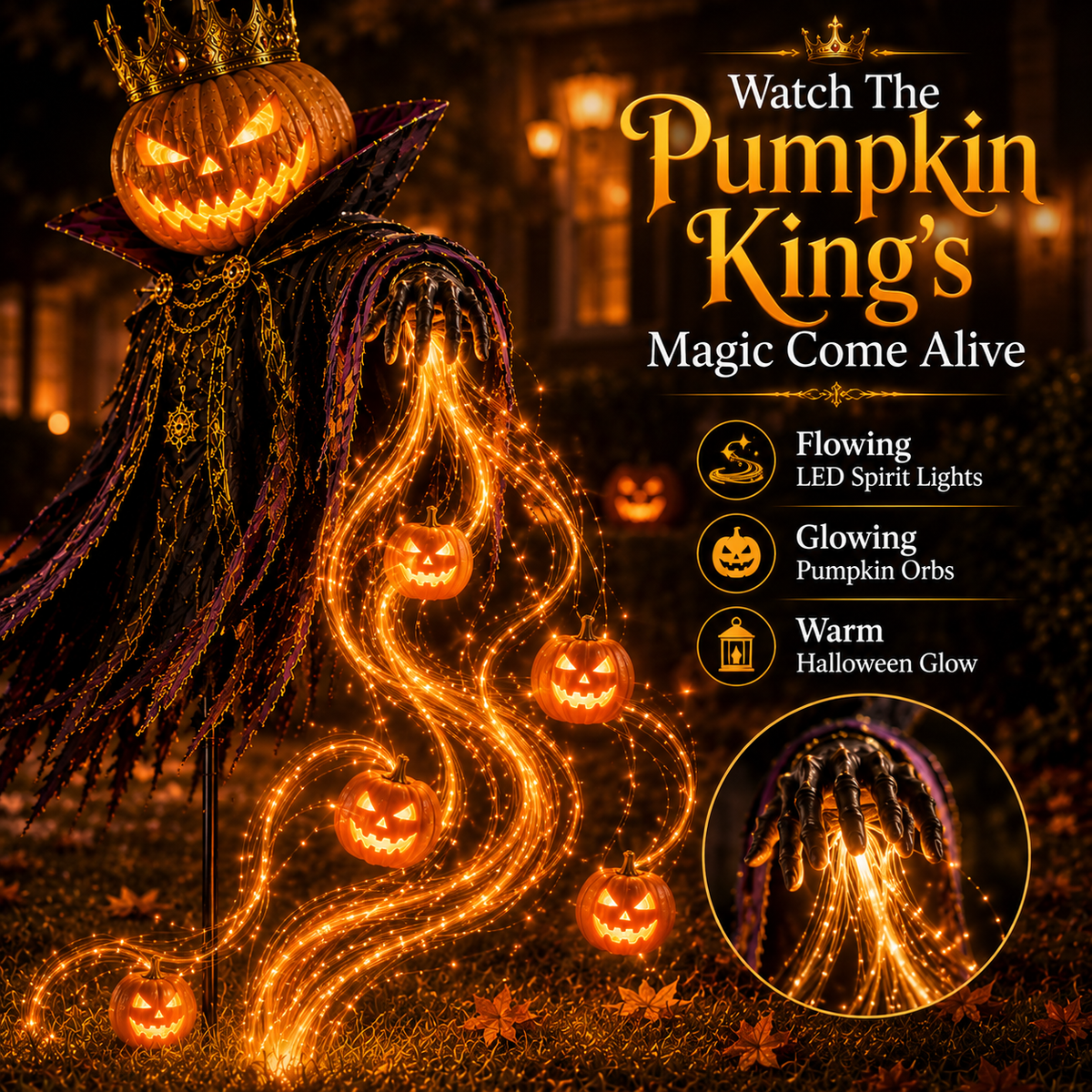 🎁Today 49% OFF🎃Pumpkin King Awakening™ – Flowing LED Halloween Yard Light