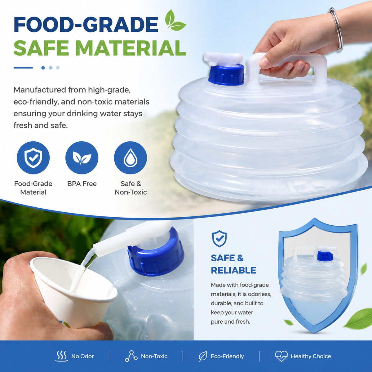 ⛺Foldable outdoor vehicle water container