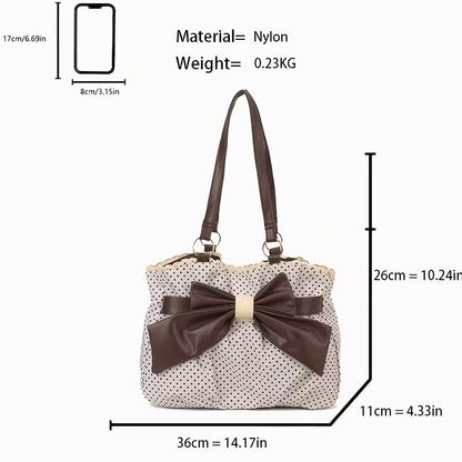 🔥Last Day 49% OFF - 🎀🖤 Trendy Polka-Dot Bow Tote Bag
