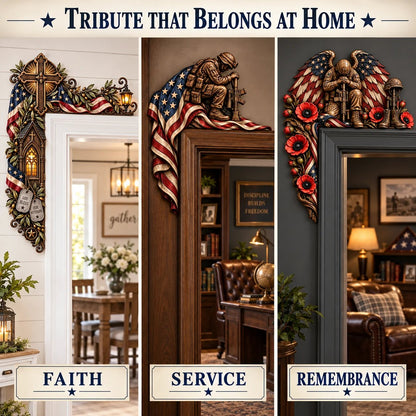 ❤️‍🔥Patriotic American Flag & Cross& Veteran Door Frame Corner Decor