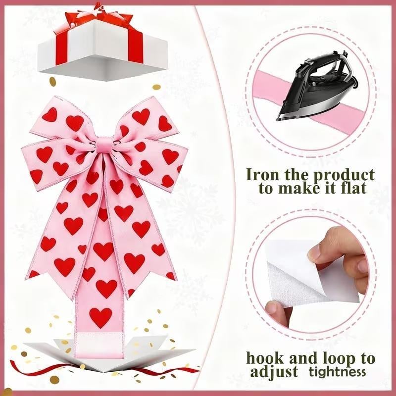 🎨💖Valentine's Day Pink Heart Large Bow Decoration