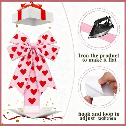 🎨💖Valentine's Day Pink Heart Large Bow Decoration