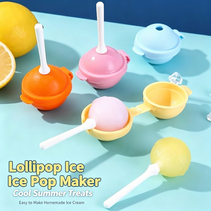Lollipop Shaped Ice Pop Mold, Single Round Ball Popsicle Maker with Stick, Reusable DIY Ice Cream Mold for Kids Summer Homemade Fruit Juice Freezer Treats