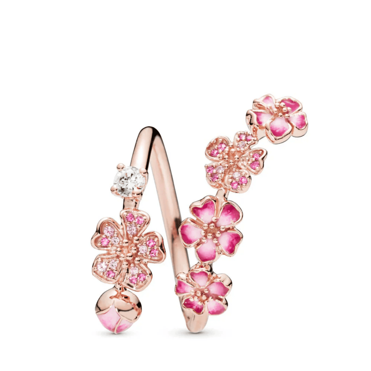🔥Last Day 49% OFF - 🌸Peach Blossom Flower Branch Open Ring - ✨Open Adjustable Design
